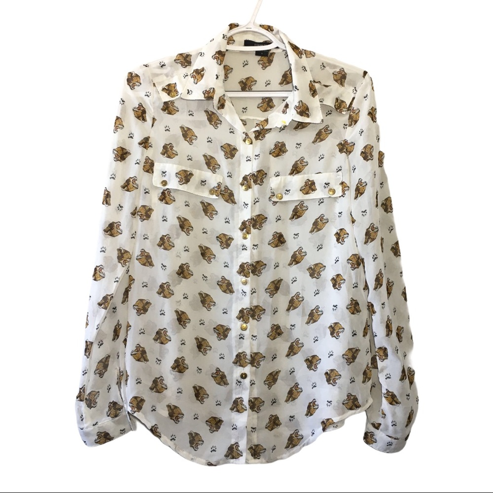 Paper Tee Tiger Button Down Blouse S
